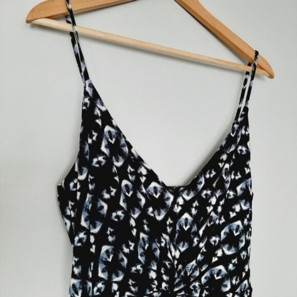 H&M New Tie-Dye Floral Print Summer Dress Blue & White Tank Top Straps Sz L - Picture 7 of 16